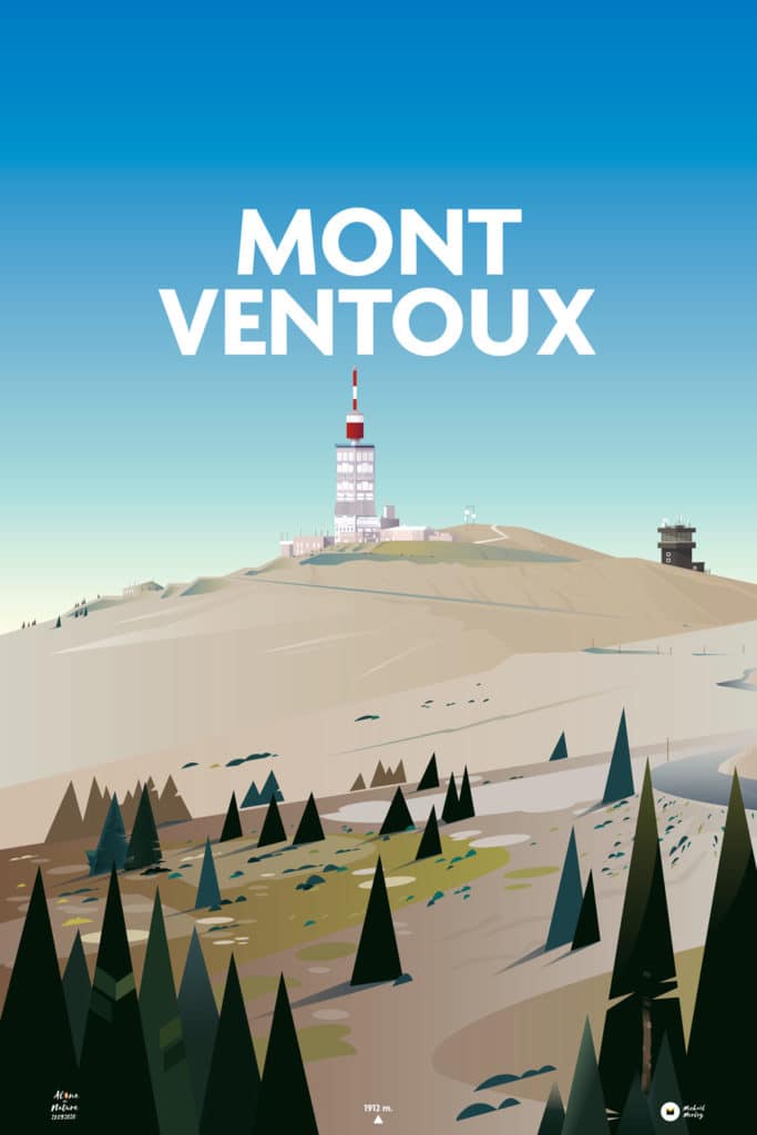 poster illustration sur le mont ventoux en provence