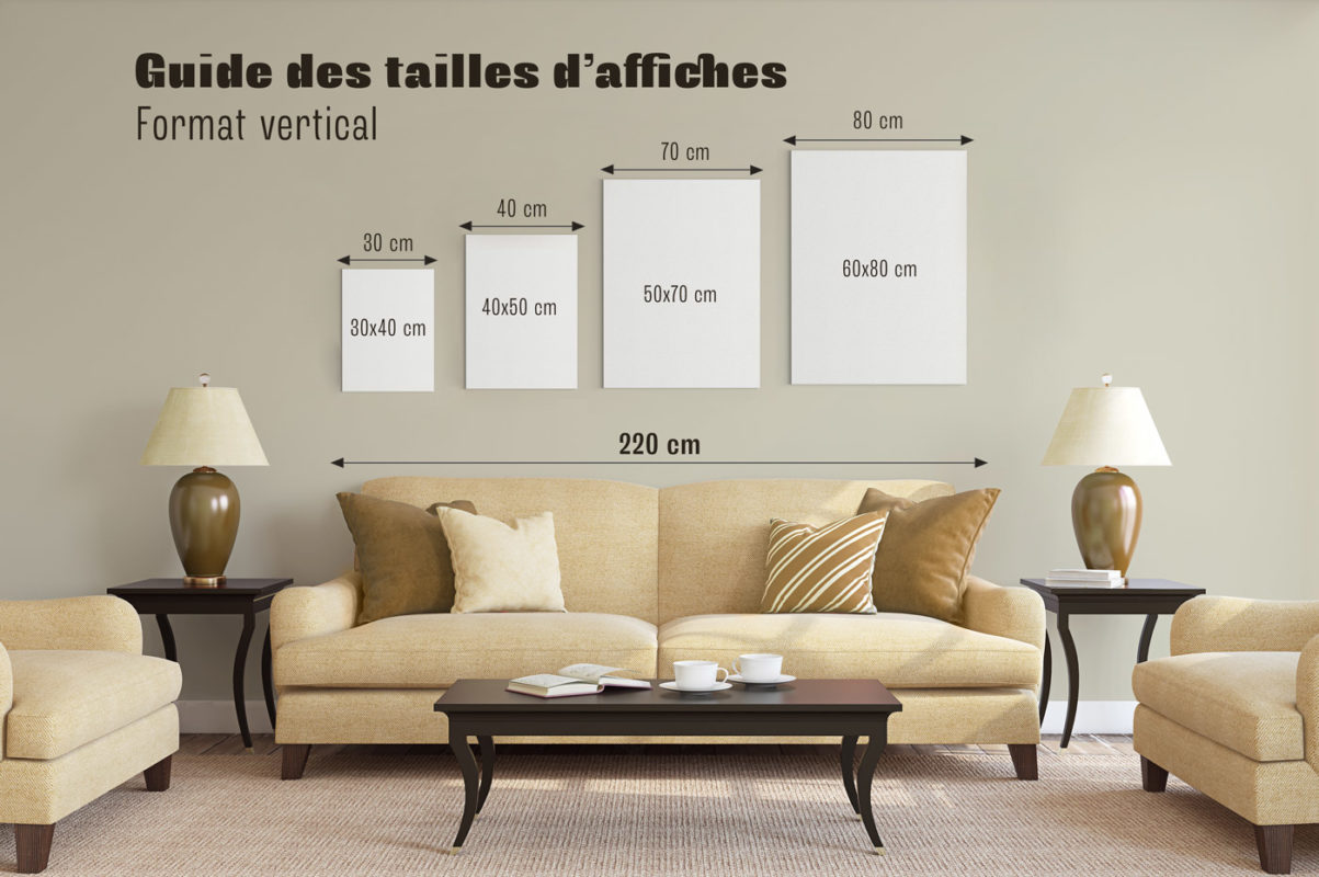 Guide des tailles d'affiche (schéma) Format vertical