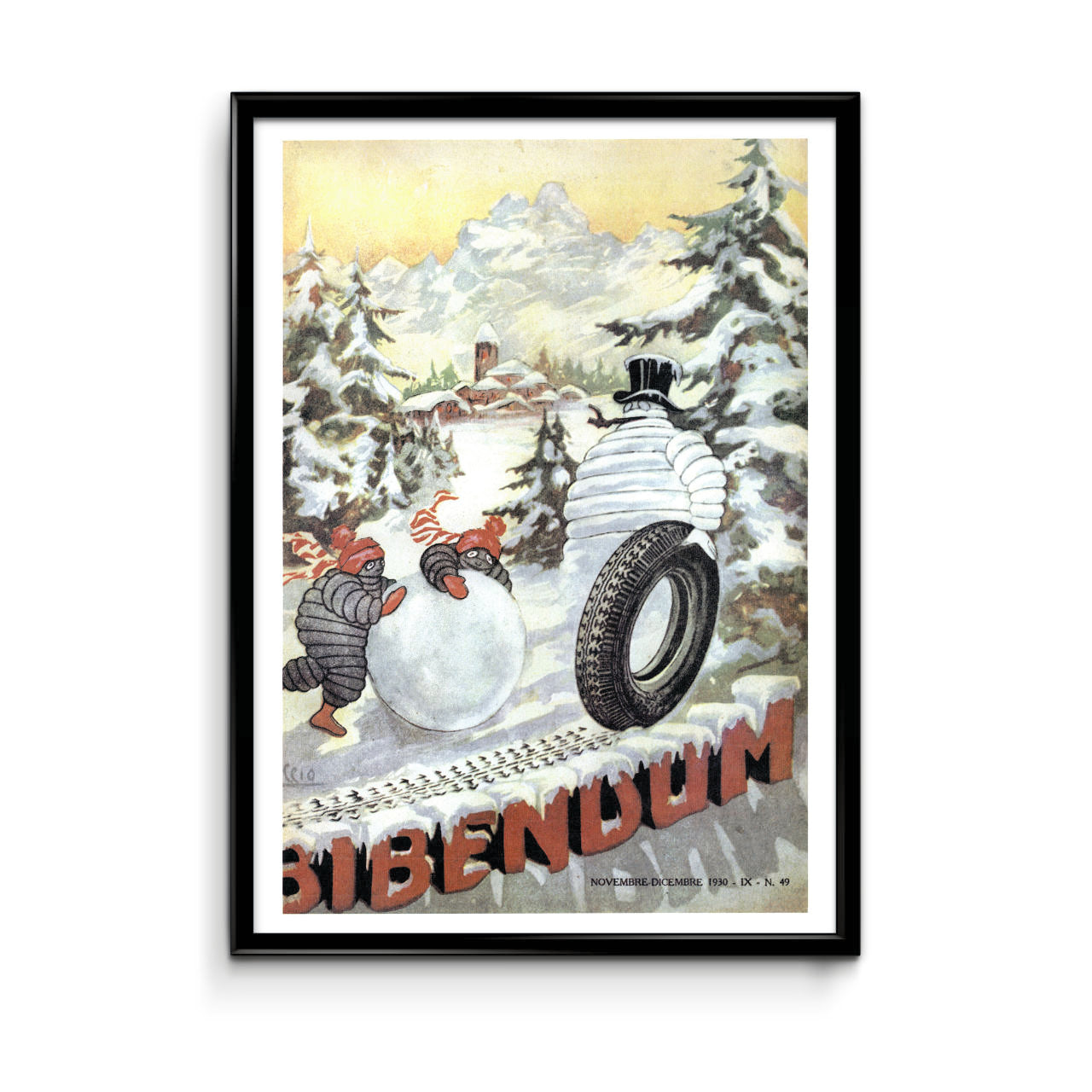 Affiche Michelin Bibendum à la montagne