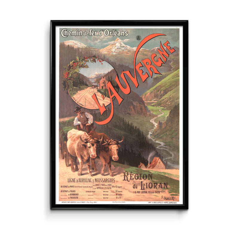 Affiche ancienne de promotion sur l'Auvergne et la Région du Lioran