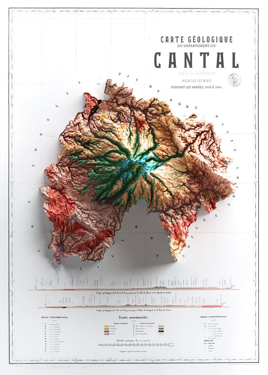 Carte géologique Cantal 1838