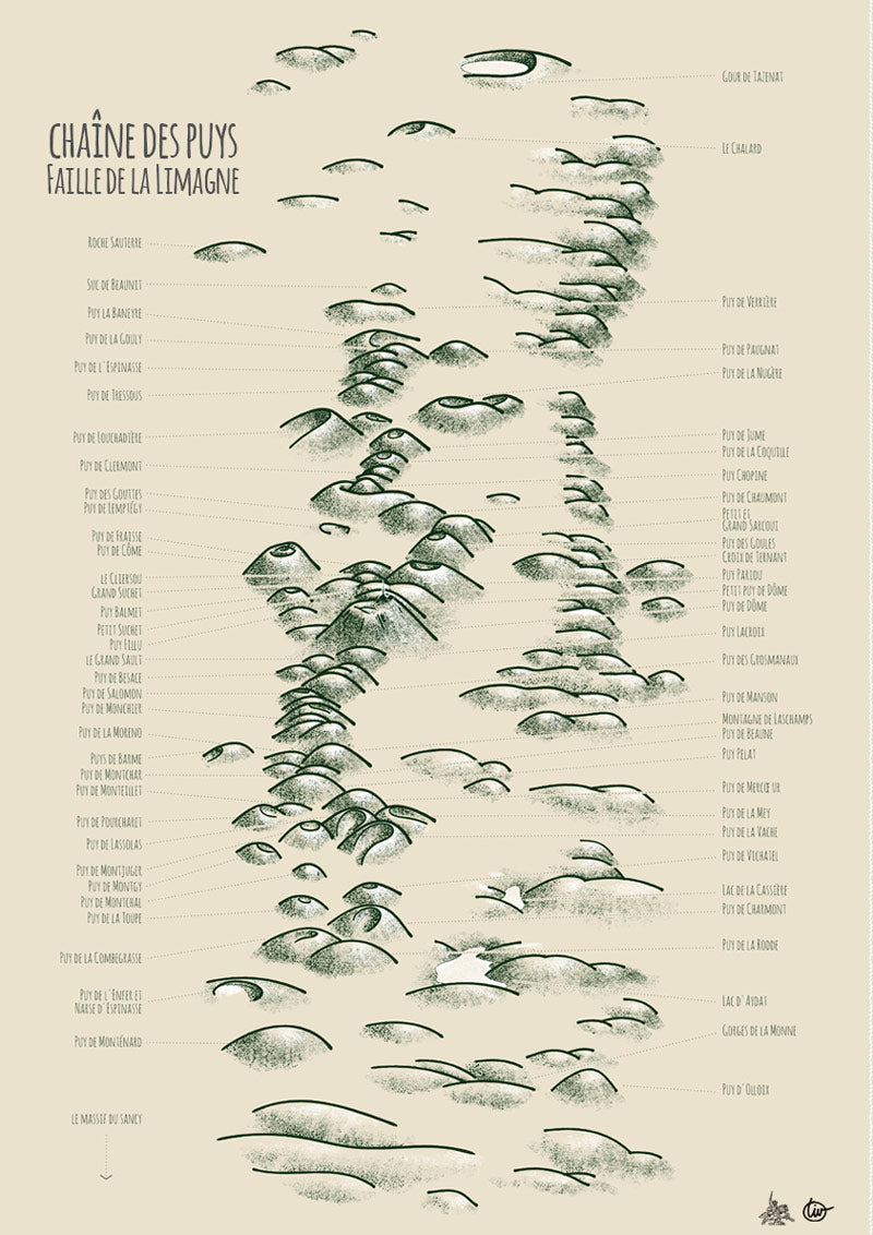 Affiche Chaîne des Puys d’Auvergne Vert