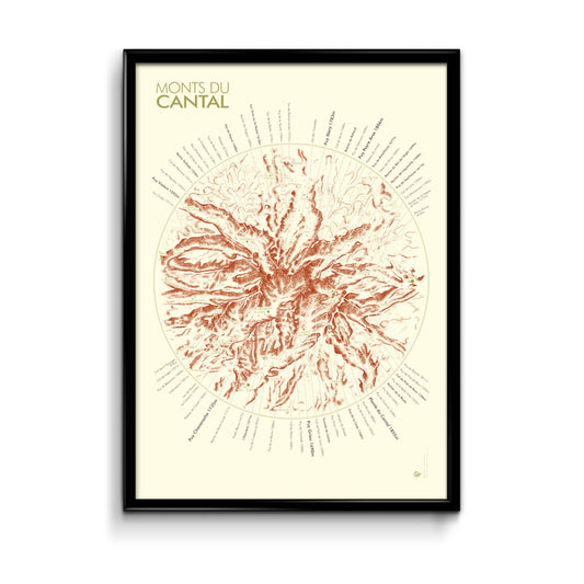 affiche carte Monts du Cantal